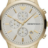 Emporio Armani Renato Chronograph White Dial Gold Steel Strap Watch For Men - AR11332