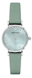 Buy Shop Emporio Armani Gianni T Bar Mother Of Pearl Blue Dial Blue Leather Strap Watch For Women - AR1959 USA Online