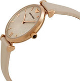 Buy Shop Emporio Armani Gianni T Bar Light Brown Dial White Leather Strap Watch For Women - AR1769 USA Online