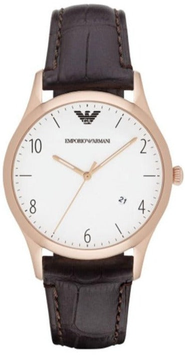 Buy Shop Emporio Armani Beta Chronograph White Dial Brown Leather Strap Watch For Men - AR1915 USA Online
