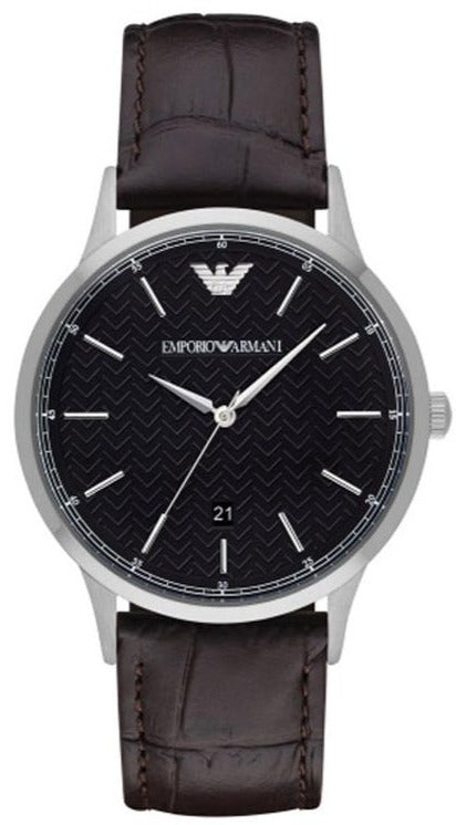 Buy Shop Emporio Armani Renato Quartz Black Dial Brown Leather Strap Watch For Men - AR11187 USA Online