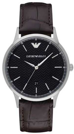 Emporio Armani Renato Quartz Black Dial Brown Leather Strap Watch For Men - AR11187