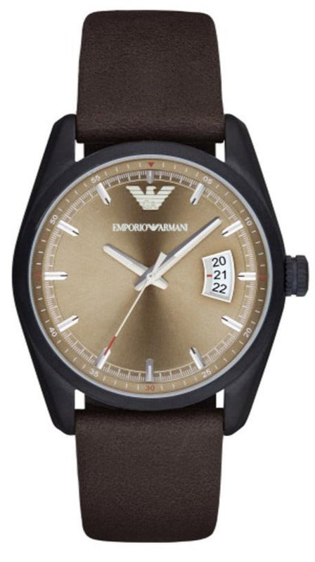 Buy Shop Emporio Armani Sportivo Chronograph Beige Dial Brown Leather Strap Watch For Men - AR6081 USA Online