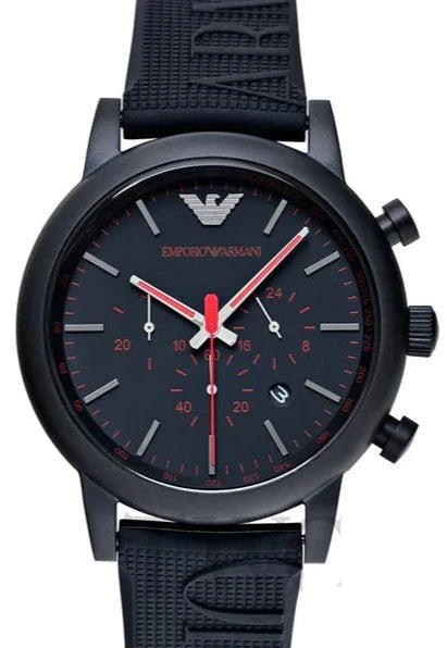 Buy Shop Emporio Armani Luigi Chronograph Black Dial Black Rubber Strap Watch For Men - AR11024 USA Online