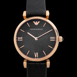 Buy Shop Emporio Armani Gianni T Bar Black Mother of Pearl Dial Black Leather Strap Watch For Women - AR11060 USA Online