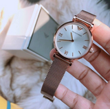 Buy Shop Emporio Armani Gianni T Bar Silver Dial Rose Gold Mesh Bracelet Watch For Women - AR1956 USA Online
