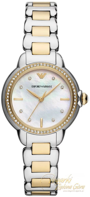 Buy Shop Emporio Armani Mia Quartz Mother of Pearl Dial Two Tone Steel Strap Watch For Women - AR11524 USA Online