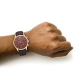 Buy Shop Emporio Armani Classic Chronograph Burgundy Dial Brown Leather Strap Watch For Men - AR1890 USA Online