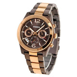 Buy Shop Fossil Perfect Boyfriend Multifunction Brown Dial Two Tone Steel Strap Watch for Women - ES4284 USA Online