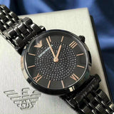 Buy Shop Emporio Armani Gianni T Bar All Black Diamond Dial Watch For Women - AR11245 USA Online