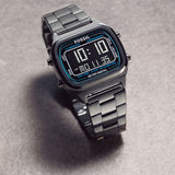 Buy Shop Fossil Retro Digital Black Dial Black Steel Strap Watch for Men - FS5846 USA Online