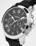 Buy Shop Fossil Grant Chronograph Black Dial Black Leather Strap Watch for Men - FS4812 USA Online