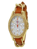 Buy Shop Fossil Riley Multifunction White Dial Orange Leather Strap Watch for Women - ES3723 USA Online