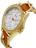 Buy Shop Fossil Riley Multifunction White Dial Orange Leather Strap Watch for Women - ES3723 USA Online