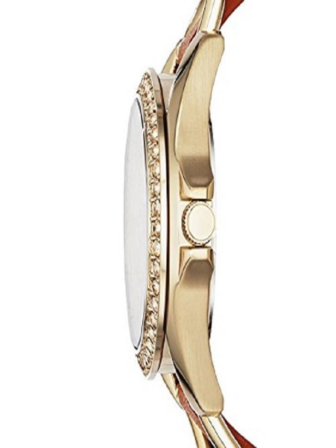 Buy Shop Fossil Riley Multifunction White Dial Orange Leather Strap Watch for Women - ES3723 USA Online