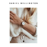 Daniel Wellington Iconic Link White Dial Rose Gold Steel Strap Watch For Women - DW00100211
