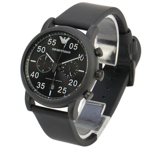 Buy Shop Emporio Armani Luigi Chronograph Black Dial Black Leather Strap Watch For Men - AR11133 USA Online