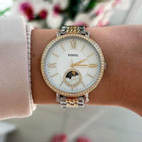 Buy Shop Fossil Jacqueline Analog Moonphase Mother of Pearl White Dial Two Tone Steel Strap Watch for Women - ES5166 USA Online