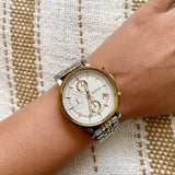 Buy Shop Fossil Original Boyfriend Analog White Dial Two Tone Steel Strap Watch for Women - ES3746 USA Online