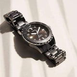 Buy Shop Fossil FB-01 Three-Hand Black Dial Black Ceramic Strap Watch for Women - CE1108 USA Online