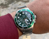 Buy Shop Fossil FB-03 Chronograph Green Dial Silver Steel Strap Watch for Men - FS5726 USA Online