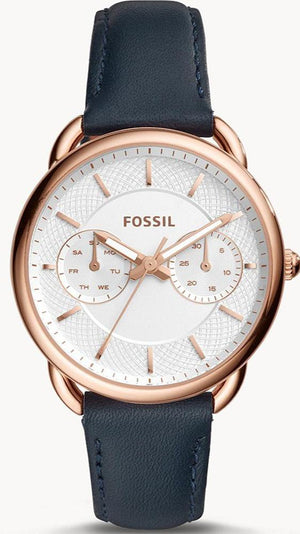 Buy Shop Fossil Tailor White Dial Blue Leather Strap Watch for Women - ES4260 USA Online