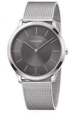 Buy Shop Calvin Klein Minimal Grey Dial Silver Mesh Bracelet Watch for Men - K3M21124 USA Online
