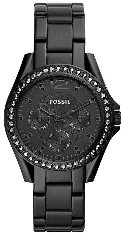 Buy Shop Fossil Riley Multifunction Black Dial Black Steel Strap Watch for Women - ES4519 USA Online