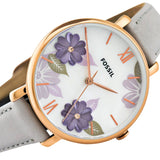 Buy Shop Fossil Jacqueline Mother of Pearl Dial Grey Leather Strap Watch for Women - ES4672 USA Online