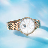 Buy Shop Fossil Jacqueline Analog Moonphase Mother of Pearl White Dial Rose Gold Steel Strap Watch for Women - ES5165 USA Online