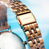 Buy Shop Fossil Jacqueline Analog Moonphase Mother of Pearl White Dial Rose Gold Steel Strap Watch for Women - ES5165 USA Online