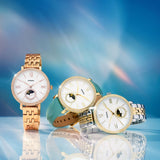 Buy Shop Fossil Jacqueline Analog Moonphase Mother of Pearl White Dial Green Leather Strap Watch for Women - ES5168 USA Online