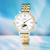 Buy Shop Fossil Jacqueline Analog Moonphase Mother of Pearl White Dial Two Tone Steel Strap Watch for Women - ES5166 USA Online