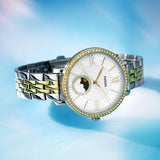 Buy Shop Fossil Jacqueline Analog Moonphase Mother of Pearl White Dial Two Tone Steel Strap Watch for Women - ES5166 USA Online