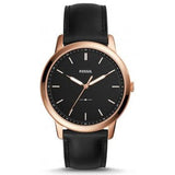Buy Shop Fossil The Minimalist Black Dial Black Leather Strap Watch for Men - FS5376 USA Online