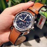Buy Shop Fossil Goodwin Chronograph Blue Dial Brown Leather Strap Watch for Men - FS5414 USA Online