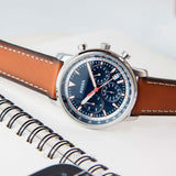 Buy Shop Fossil Goodwin Chronograph Blue Dial Brown Leather Strap Watch for Men - FS5414 USA Online