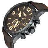 Buy Shop Fossil Nate Chronograph Brown Dial Brown Leather Strap Watch for Men - JR1487 USA Online