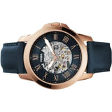 Buy Shop Fossil Grant Automatic Skeleton Blue Dial Blue Leather Strap Watch for Men - ME3102 USA Online