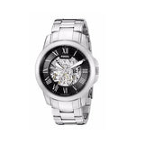 Buy Shop Fossil Grant Automatic Skeleton Black Dial Silver Steel Strap Watch for Men - ME3103 USA Online