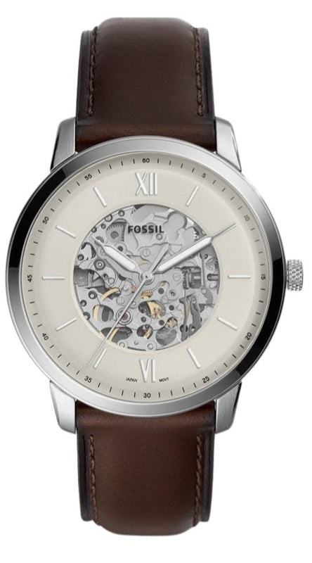 Buy Shop Fossil Neutra Automatic Skeleton White Dial Brown Leather Strap Watch for Men - ME3184 USA Online