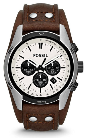 Buy Shop Fossil Coachman Chronograph White Dial Brown Leather Strap Watch for Men - CH2890 USA Online