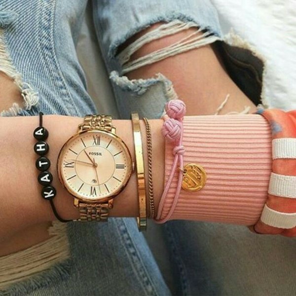 Buy Shop Fossil Jacqueline Rose Gold Dial Rose Gold Steel Strap Watch for Women - ES3435 USA Online