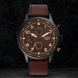 Buy Shop Fossil Retro Pilot Chronograph Brown Dial Brown Leather Strap Watch for Men - FS5833 USA Online