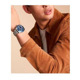 Buy Shop Fossil Sport Tourer Chronograph Blue Dial Silver Steel Strap Watch for Men - FS6047 USA Online