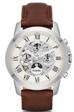 Buy Shop Fossil Grant Automatic White Dial Brown Leather Strap Watch for Men - ME3027 USA Online