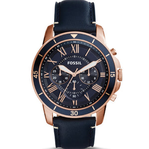 Buy Shop Fossil Grant Sport Chronograph Blue Dial Blue Leather Strap Watch for Men - FS5237 USA Online