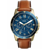Buy Shop Fossil Grant Sport Chronograph Blue Dial Brown Leather Strap Watch for Men - FS5268 USA Online