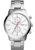 Fossil Townsman White Dial Silver Steel Strap Watch for Men - FS5346