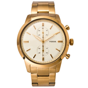 Buy Shop Fossil Townsman Chronograph White Dial Gold Steel Strap Watch for Men - FS5348 USA Online
